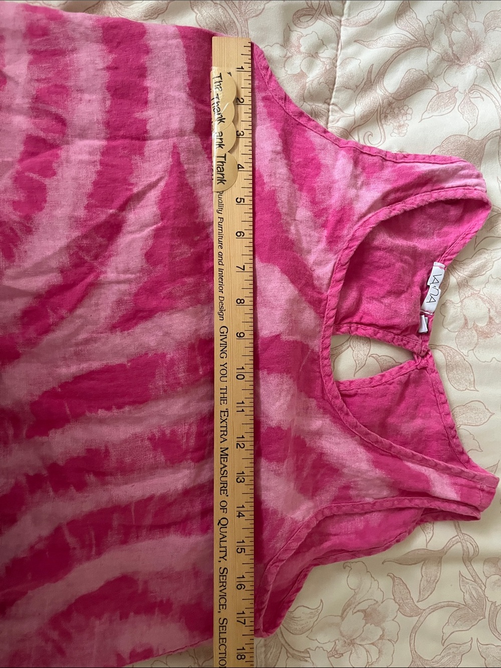 Vasna Pink Tie-Dye Scoop Neck Swim Cover-Up Dress small 100% linen - Picture 10 of 11